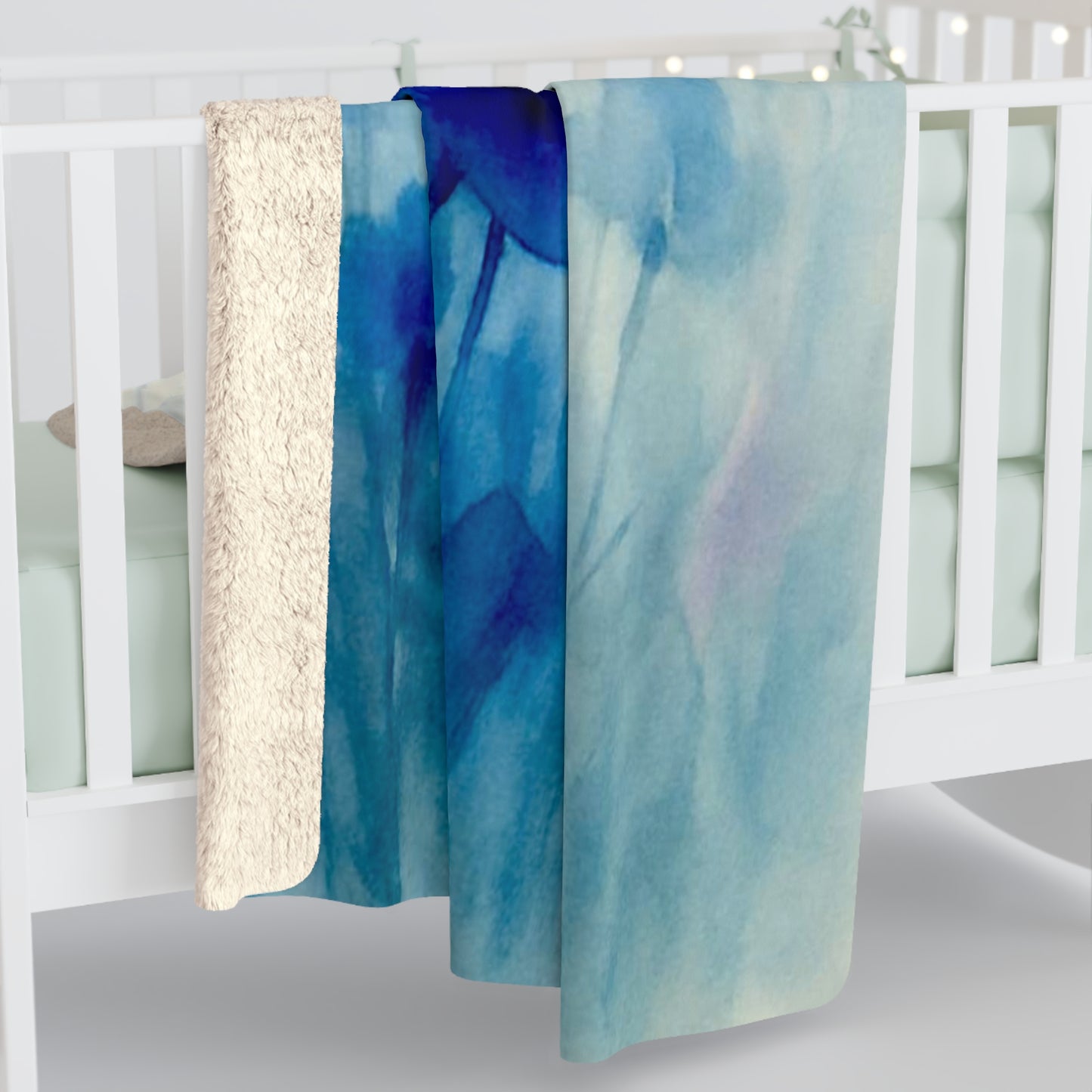 Aquarell Blumen Sherpa Fleecedecke