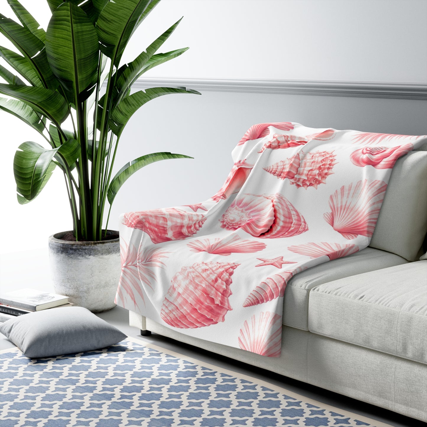 Sherpa Fleecedecke mit Muschel-Design