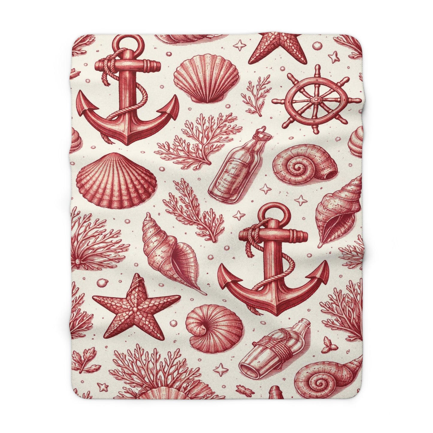 Maritime Anker & Muschel Sherpa Decke