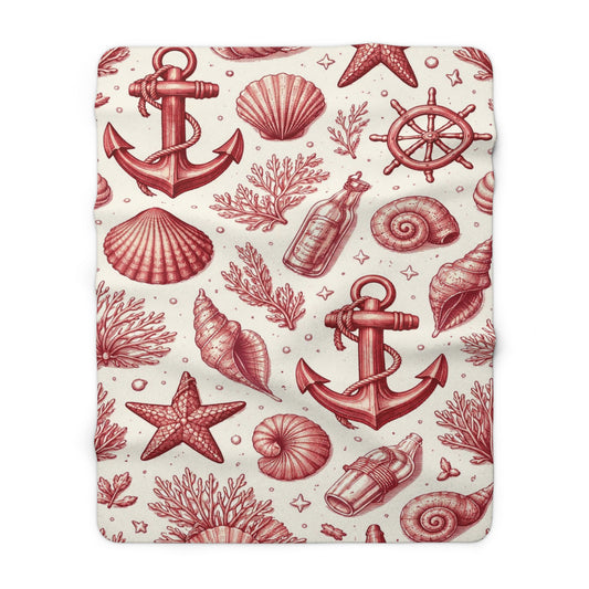 Maritime Anker & Muschel Sherpa Decke