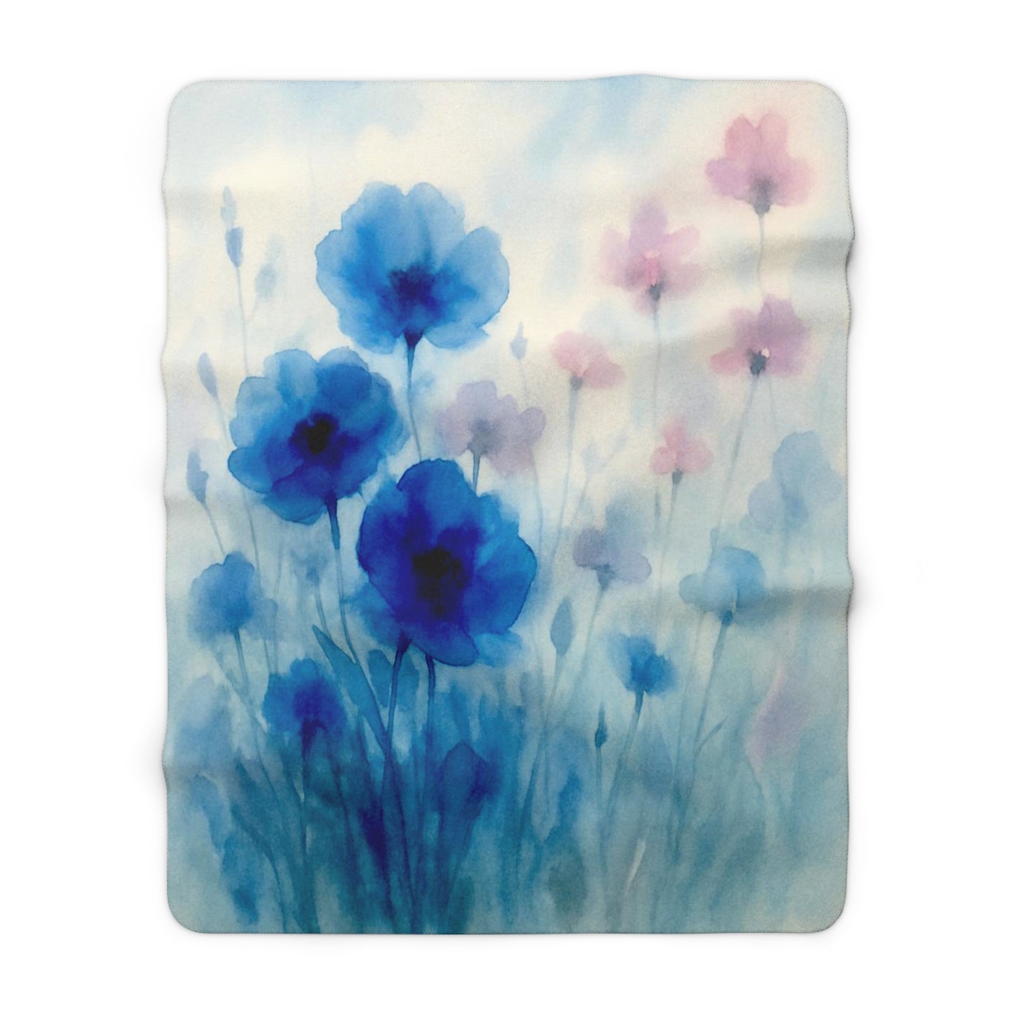Aquarell Blumen Sherpa Fleecedecke