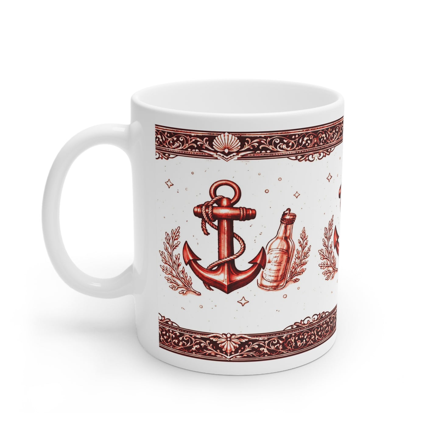 Maritime Keramiktasse mit Anker-Motiv