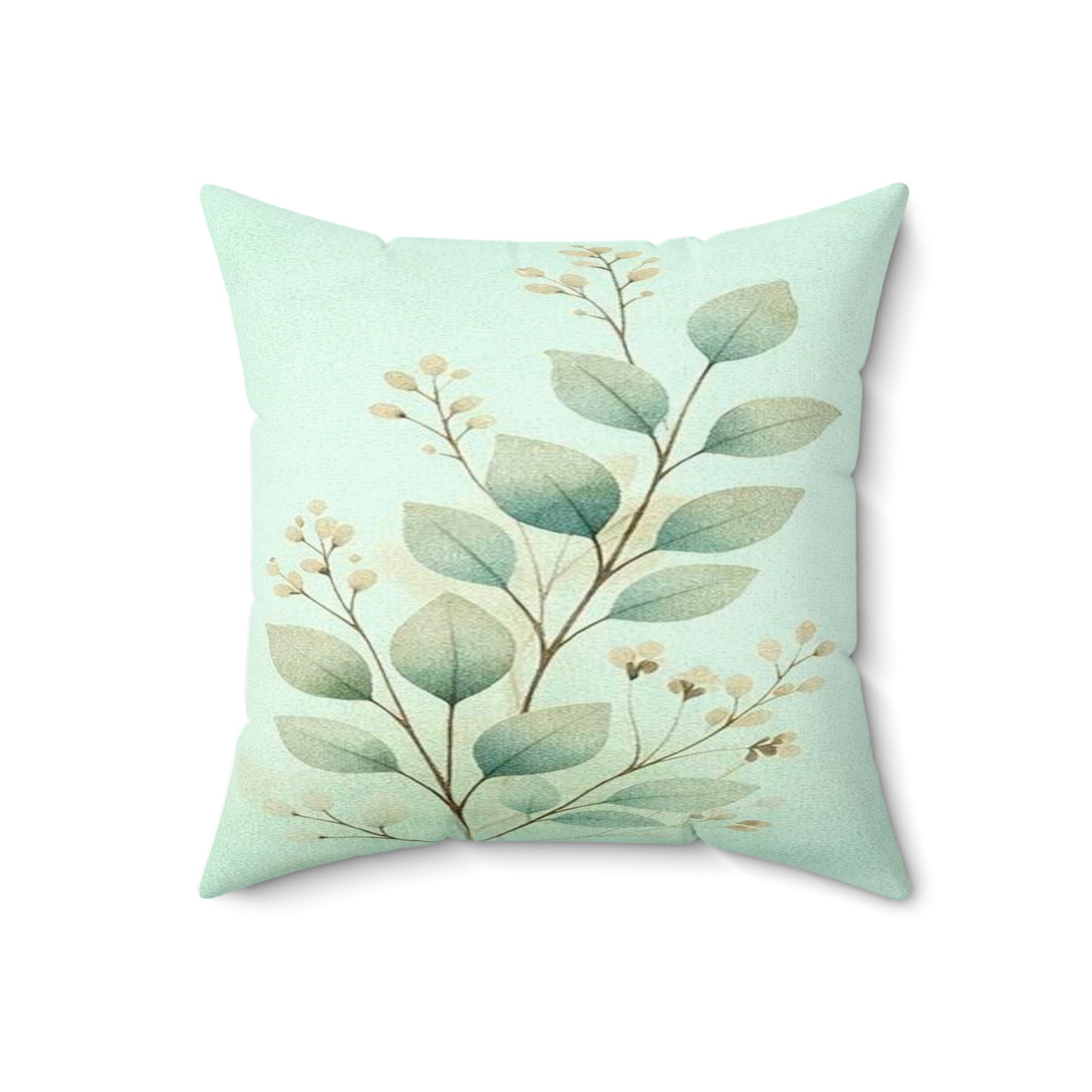 Mintgrünes Eukalyptus Aquarell Dekokissen