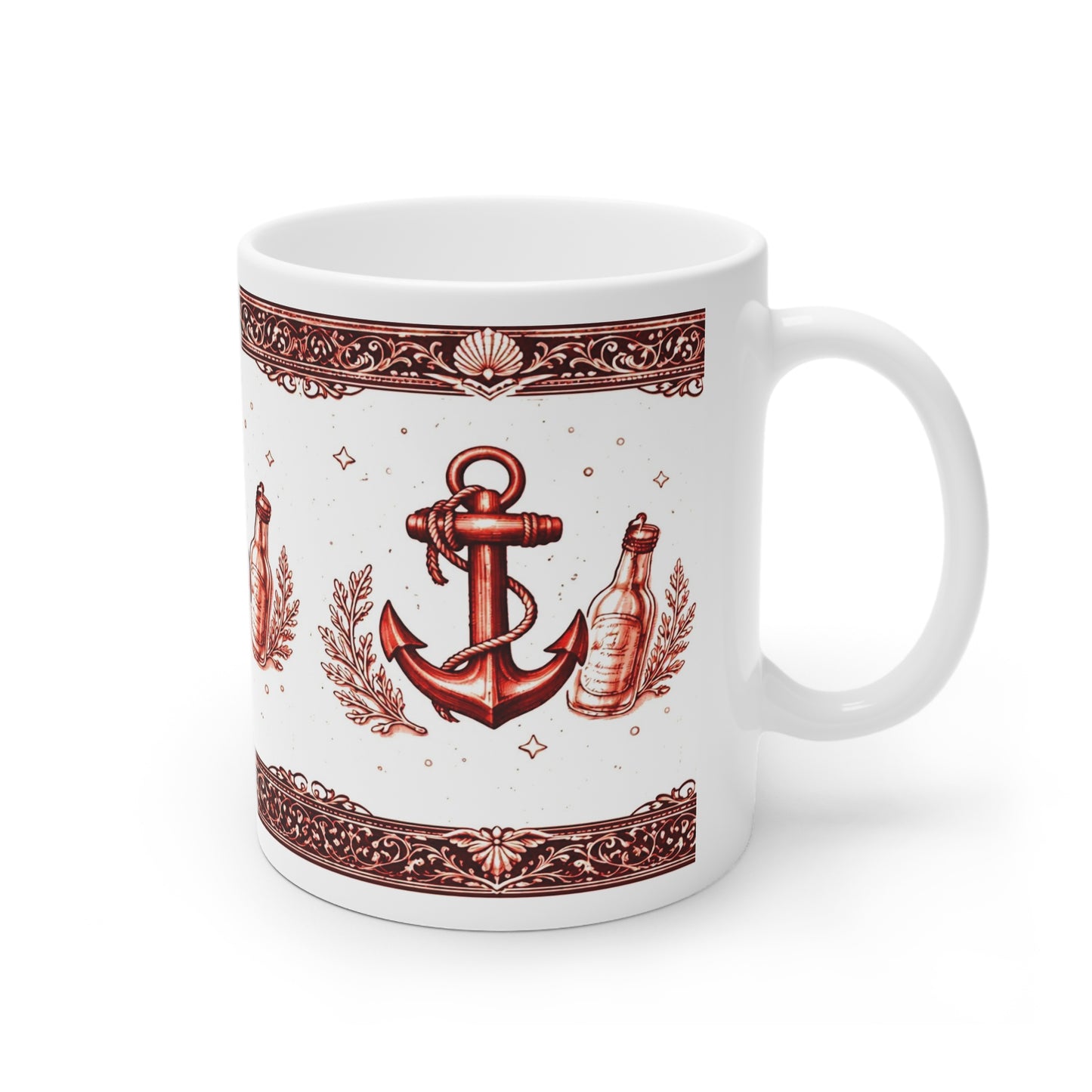 Maritime Keramiktasse mit Anker-Motiv