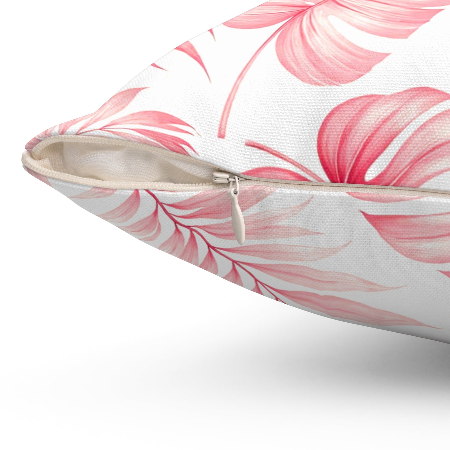 Dekokissen mit rosa Palmblatt-Design