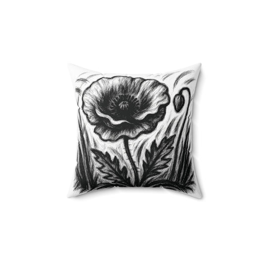 Mohnblumen Dekokissen Minimalistisch