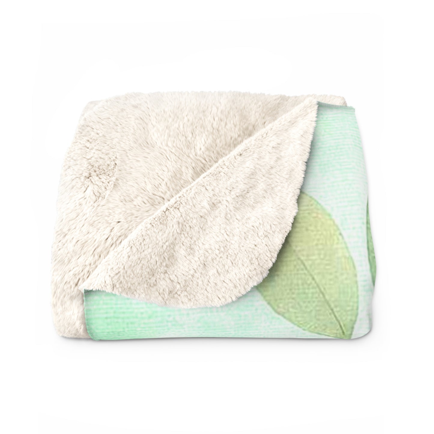 Mintgrüne Botanische Sherpa Fleecedecke