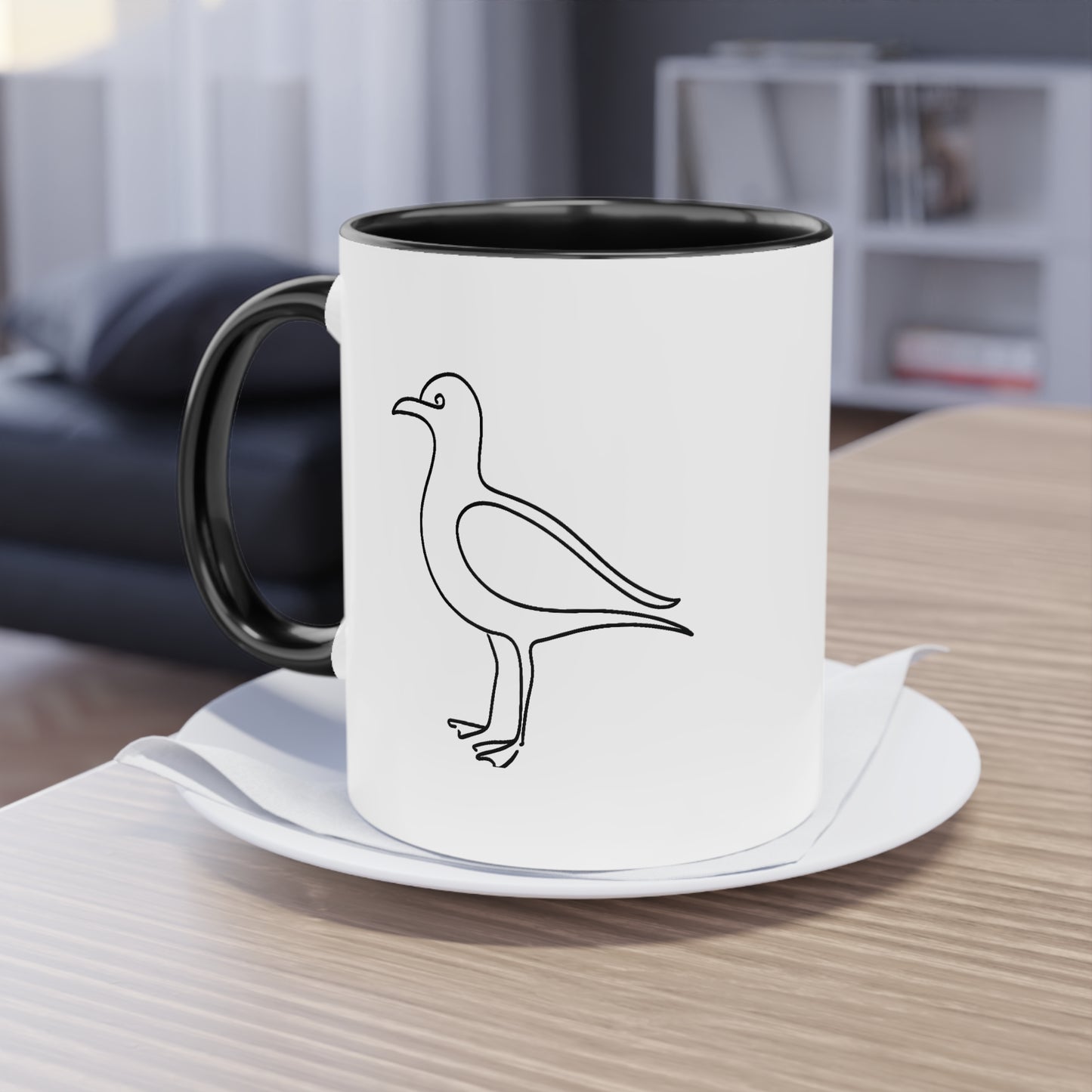 Minimalistische Möwen Two-Tone Kaffeetasse