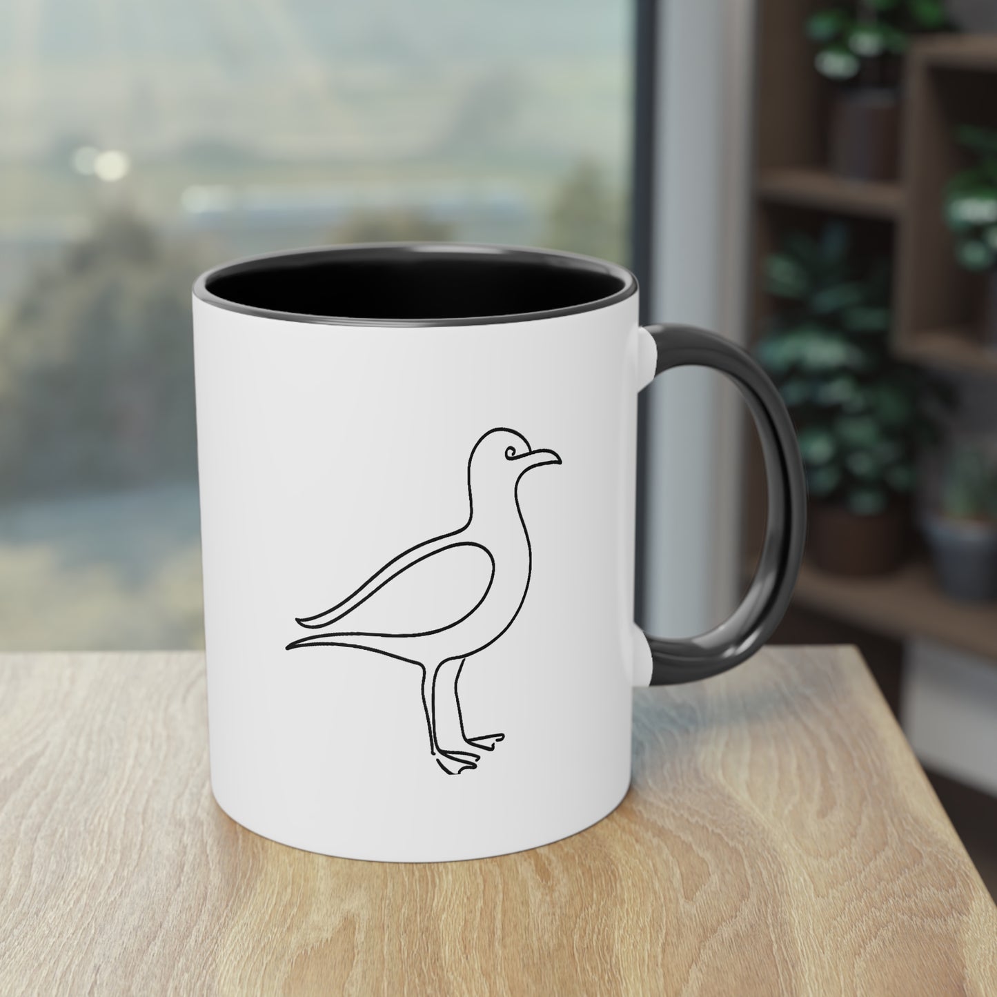 Minimalistische Möwen Two-Tone Kaffeetasse