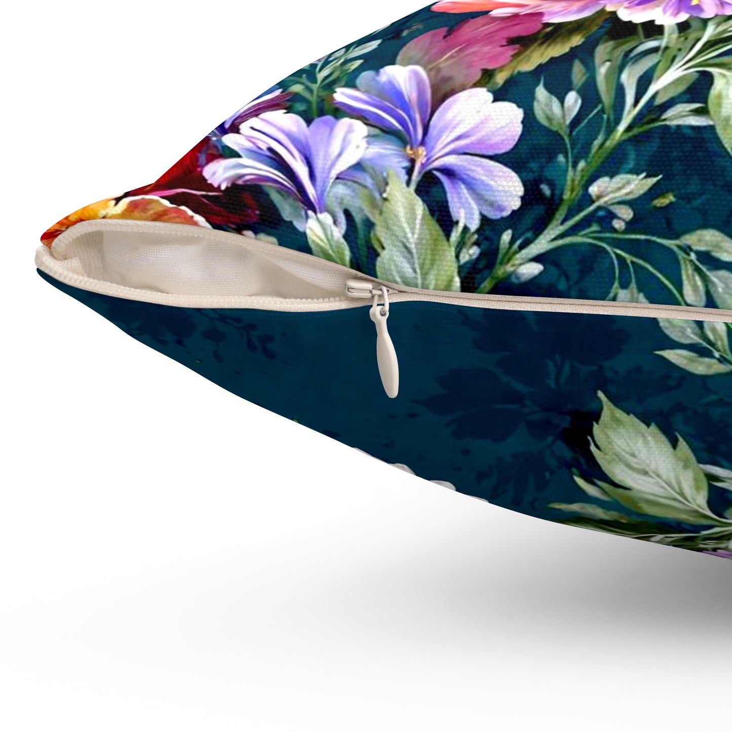 Dunkelgrünes Blumen Dekokissen