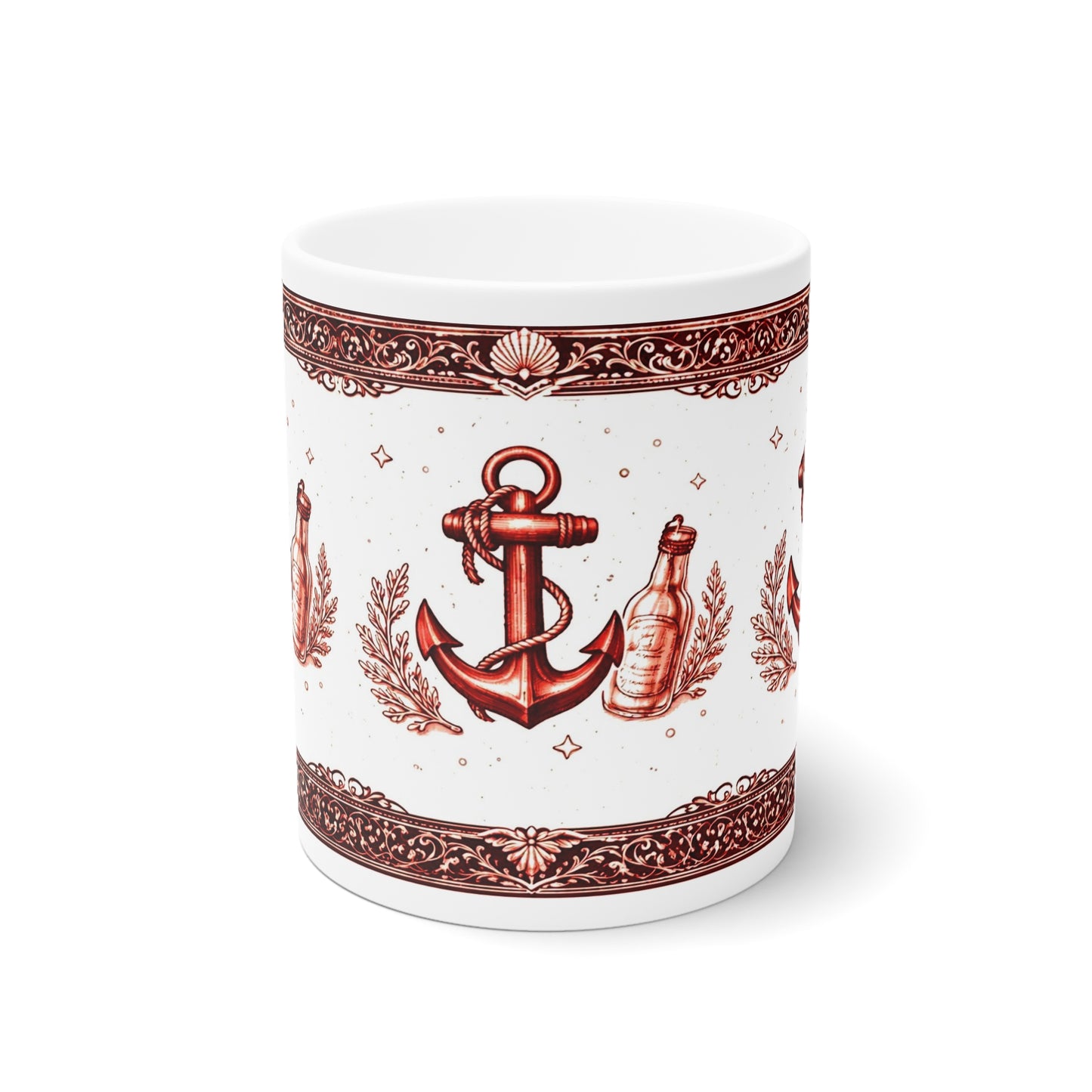 Maritime Keramiktasse mit Anker-Motiv