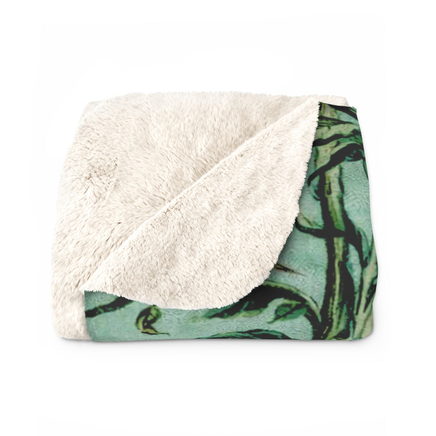 Mintgrüne Vintage Chinoiserie Sherpa Decke